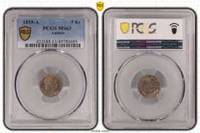 1858-A 5 Kr MS63