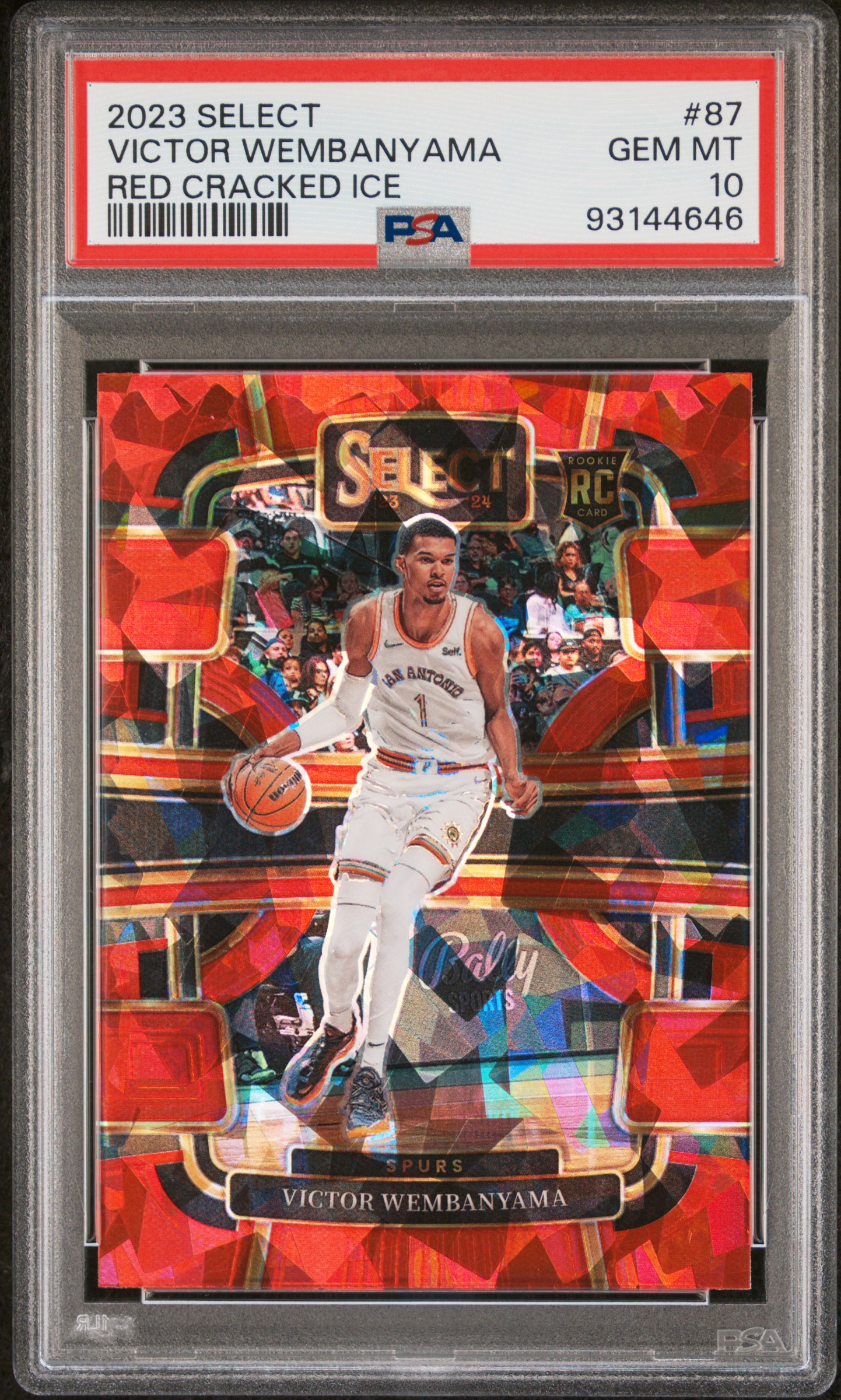 2023 Panini Select Victor Wembanyama #87 (Red Cracked Ice) Gem Mt 10 front