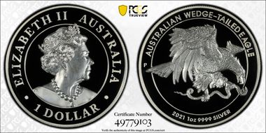 2021-P $1 Wedge-Tailed Eagle High Relief PR70DCAM
