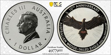 2024-P125 $1 Wedge-Tailed Eagle Colorized 10th Anniversary MS70
