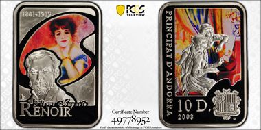 2008 10 Din Renoir Colorized PR70DCAM