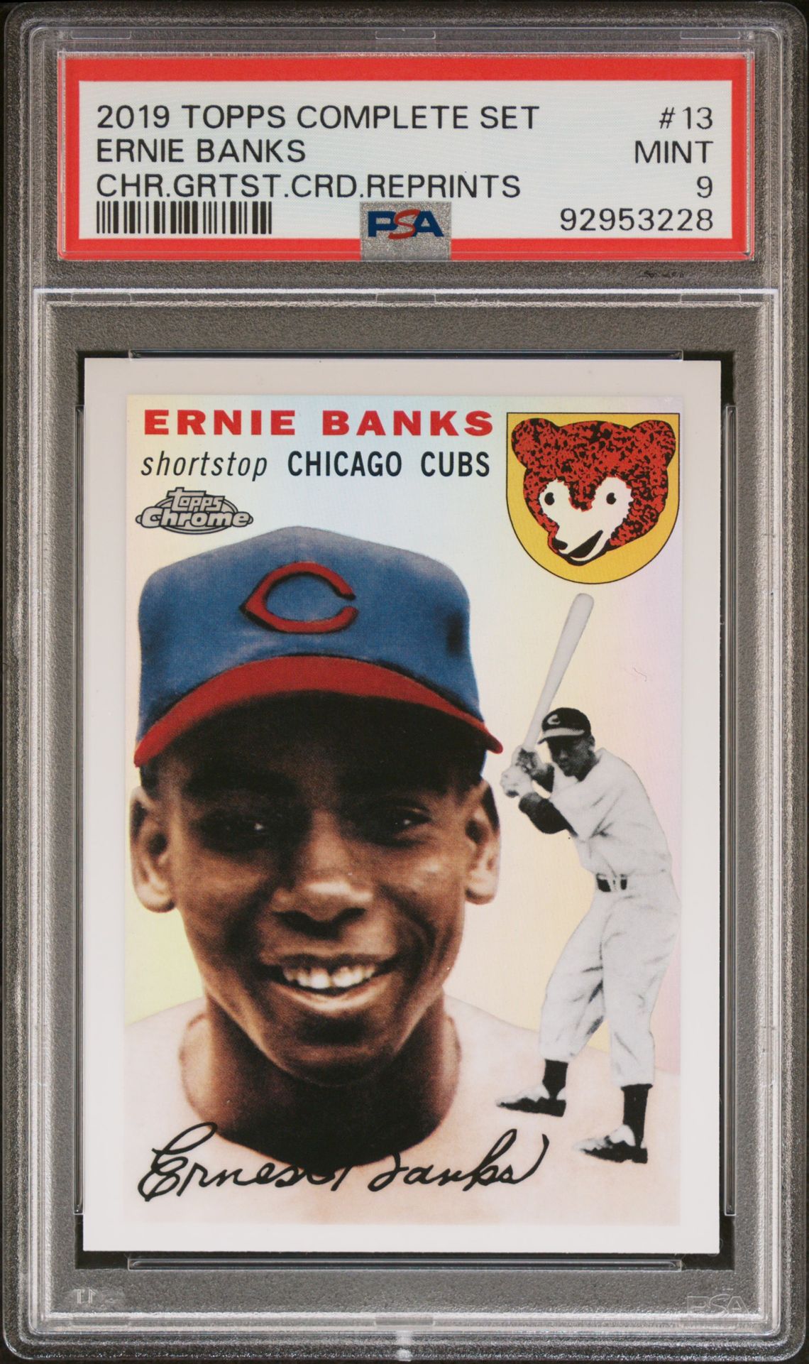 2019 Topps Complete Set Chrome Greatest Card Reprints Ernie Banks #13 (Chr.grtst.crd.reprints) Mint 9 front