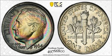 1964-D 10C MS66+ FB