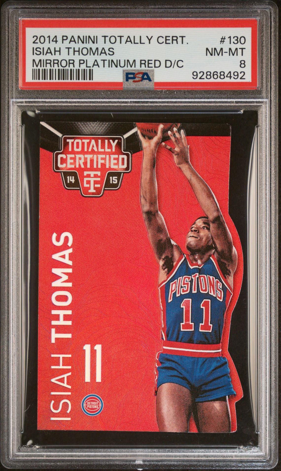 2014 Panini PANINI TOTALLY CERTIFIED MIRROR PLATINUM RED D/C #130 Isiah Thomas front