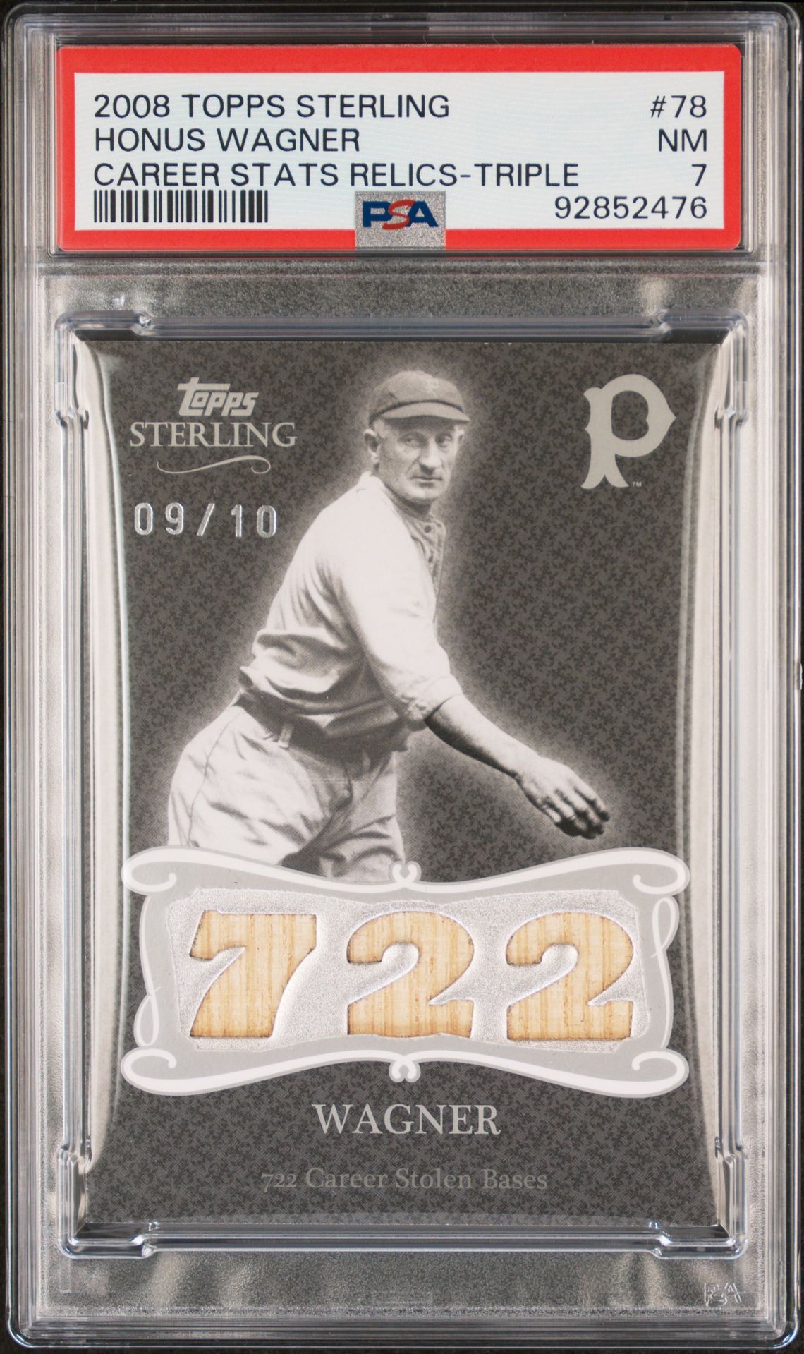 2008 Topps Sterling Career Stats Relics Honus Wagner #78 (Career Stats Relics-Triple) Nm 7 front