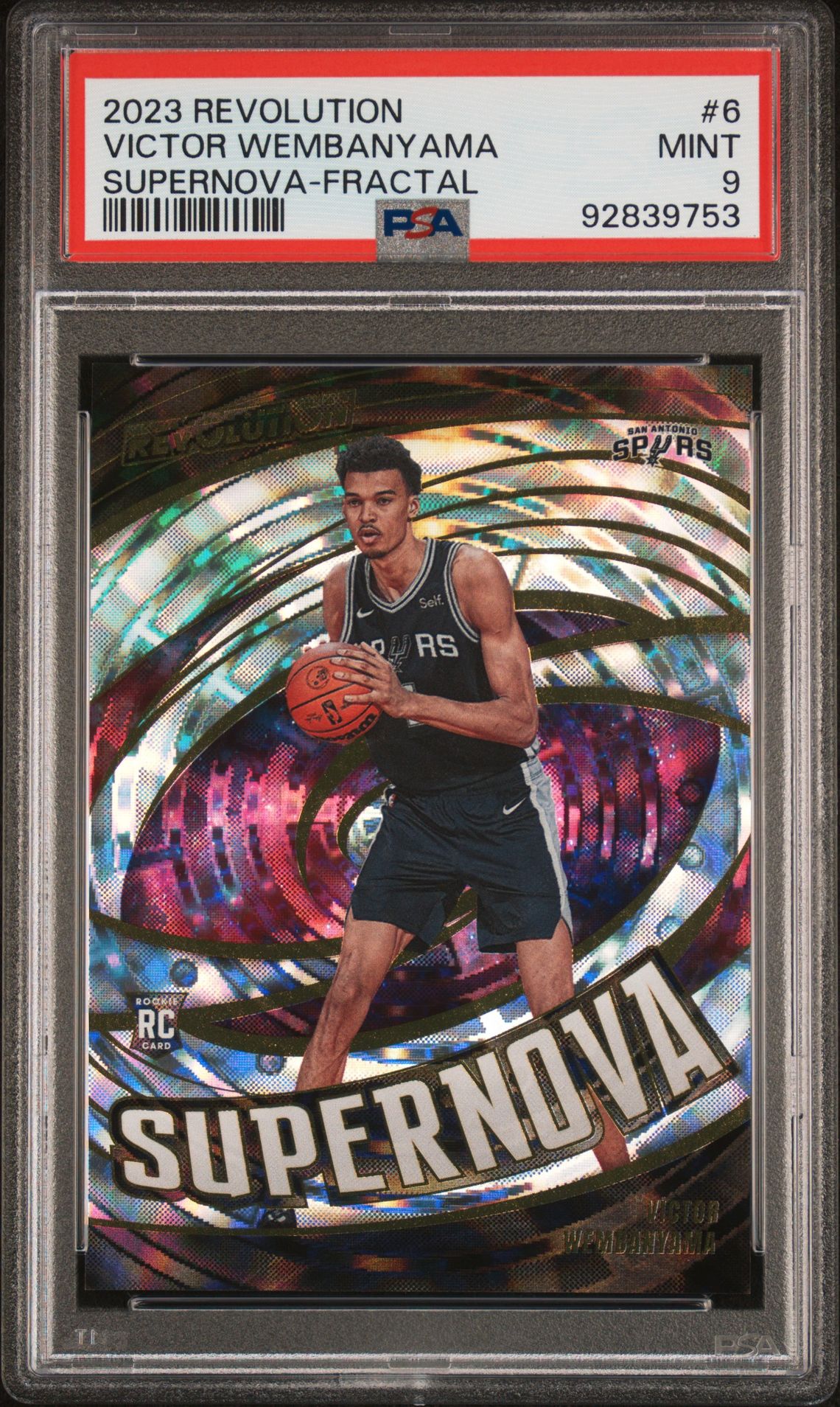 2023 Panini Revolution Supernova Victor Wembanyama #6 (Supernova-Fractal) Mint 9 front