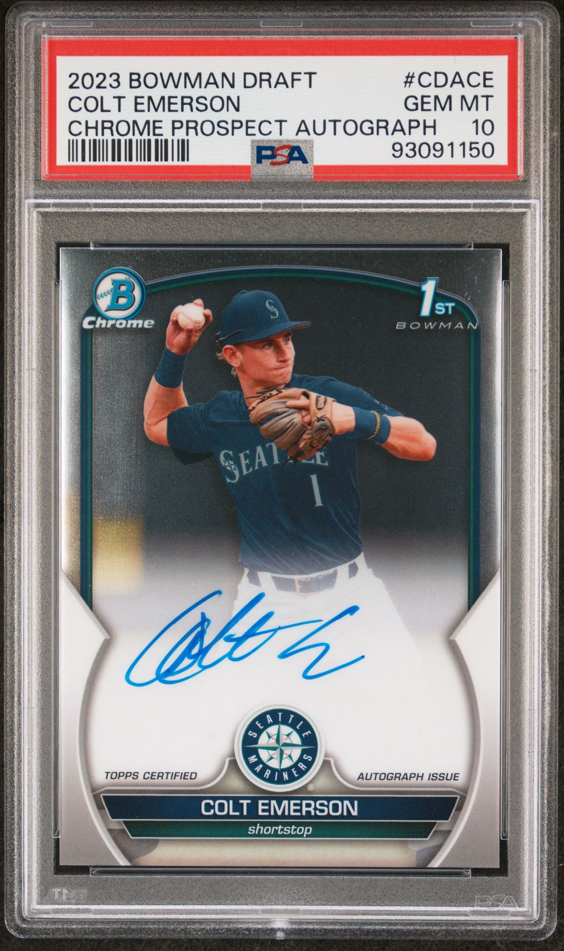 2023 Bowman BOWMAN DRAFT CHROME PROSPECT AUTOGRAPH #CDACE Colt Emerson front