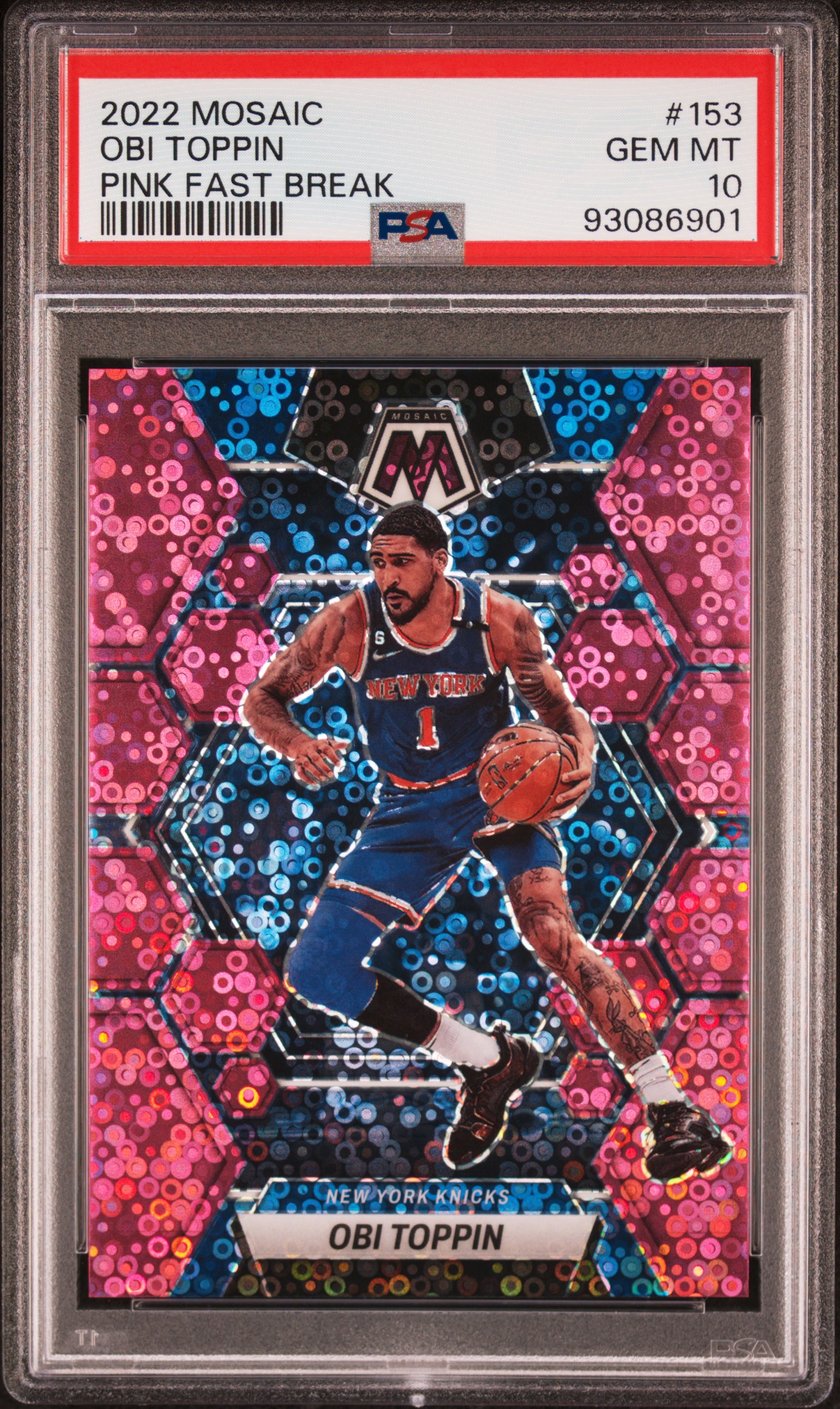 2022 Panini Mosaic Obi Toppin #153 (Pink Fast Break) Gem Mt 10 front
