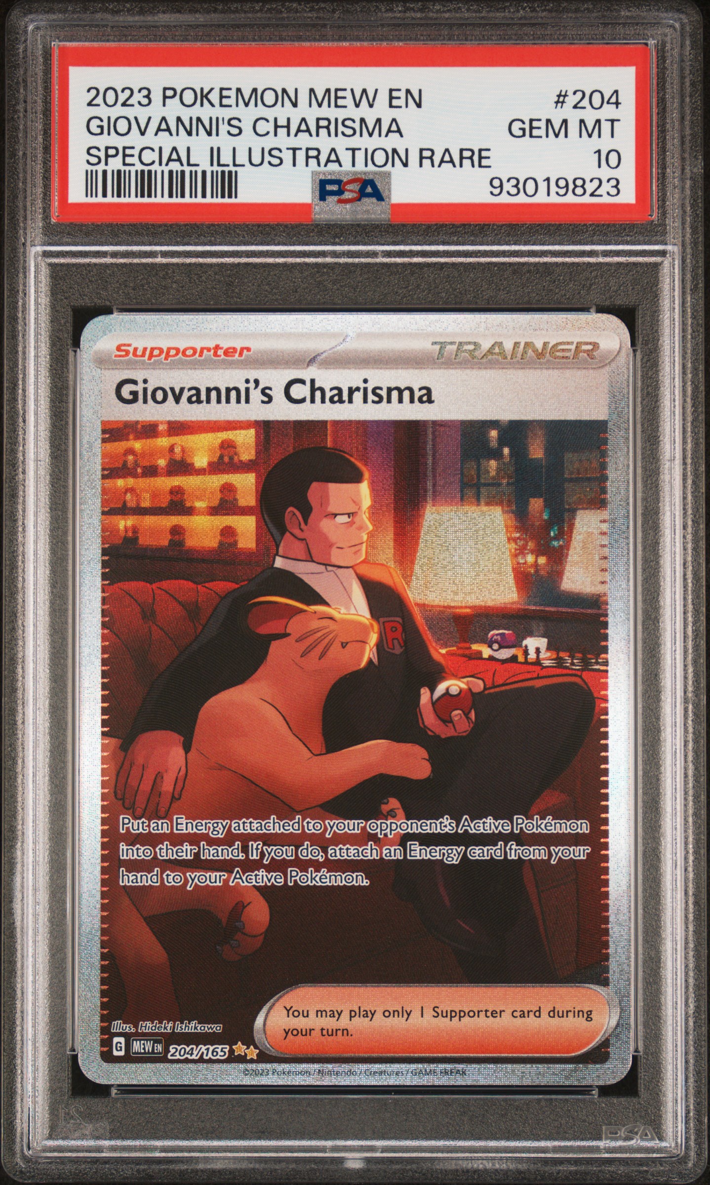 2023 Pokemon Mew En-151 Giovanni's Charisma #204 (Special Illustration Rare) Gem Mt 10 front