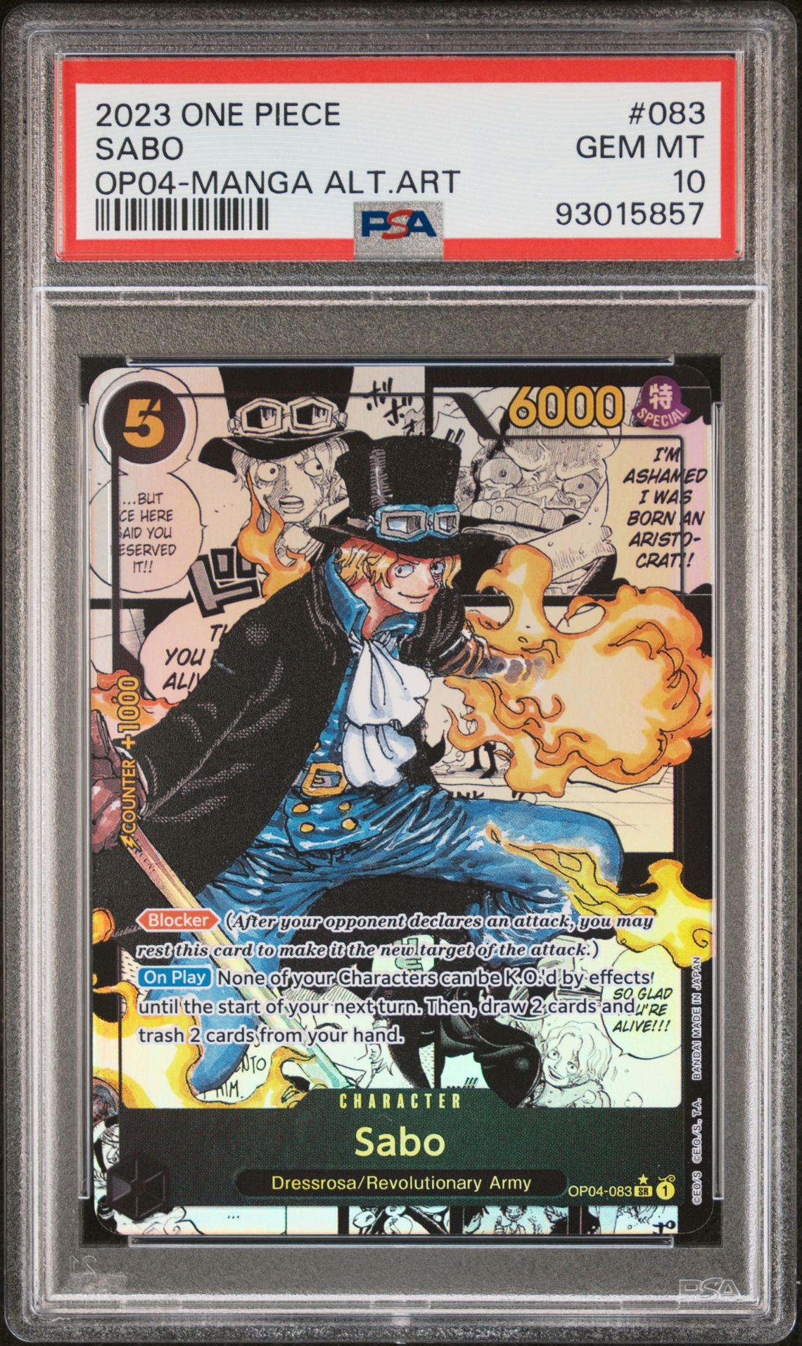 2023 One Piece ONE PIECE OP04-KINGDOMS OF INTRIGUE MANGA ALTERNATE ART #083 Sabo front
