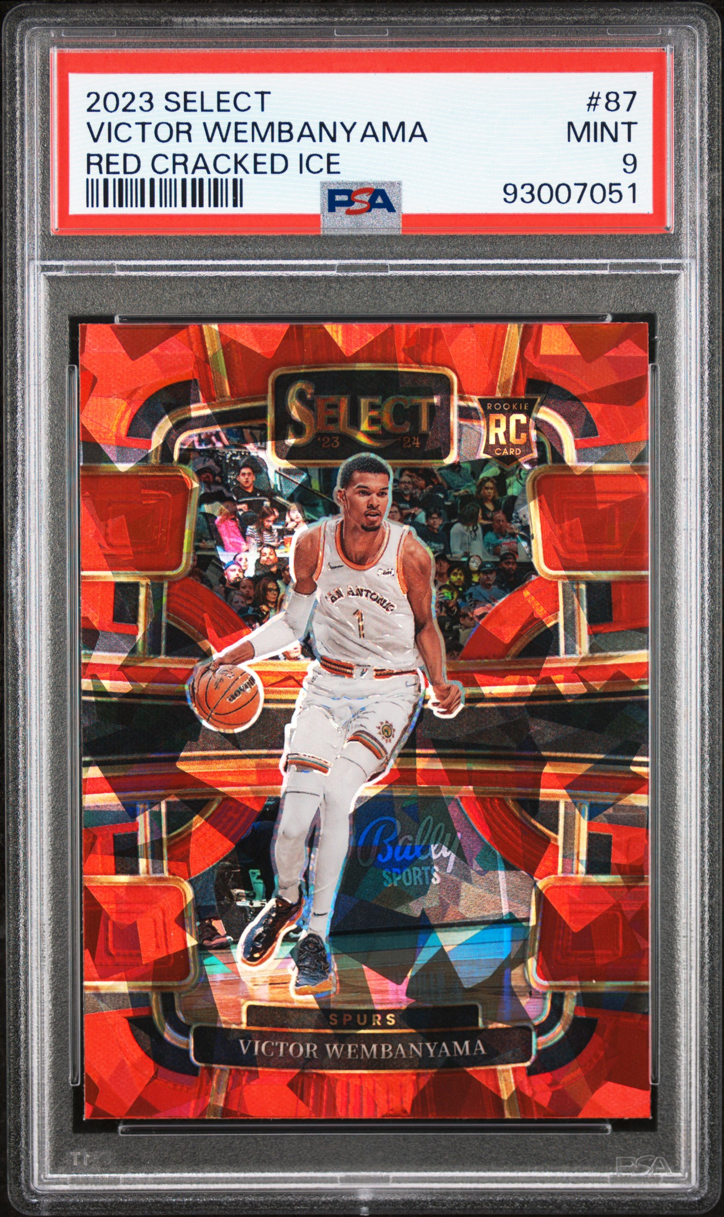2023 Panini Select Victor Wembanyama #87 (Red Cracked Ice) Mint 9 front