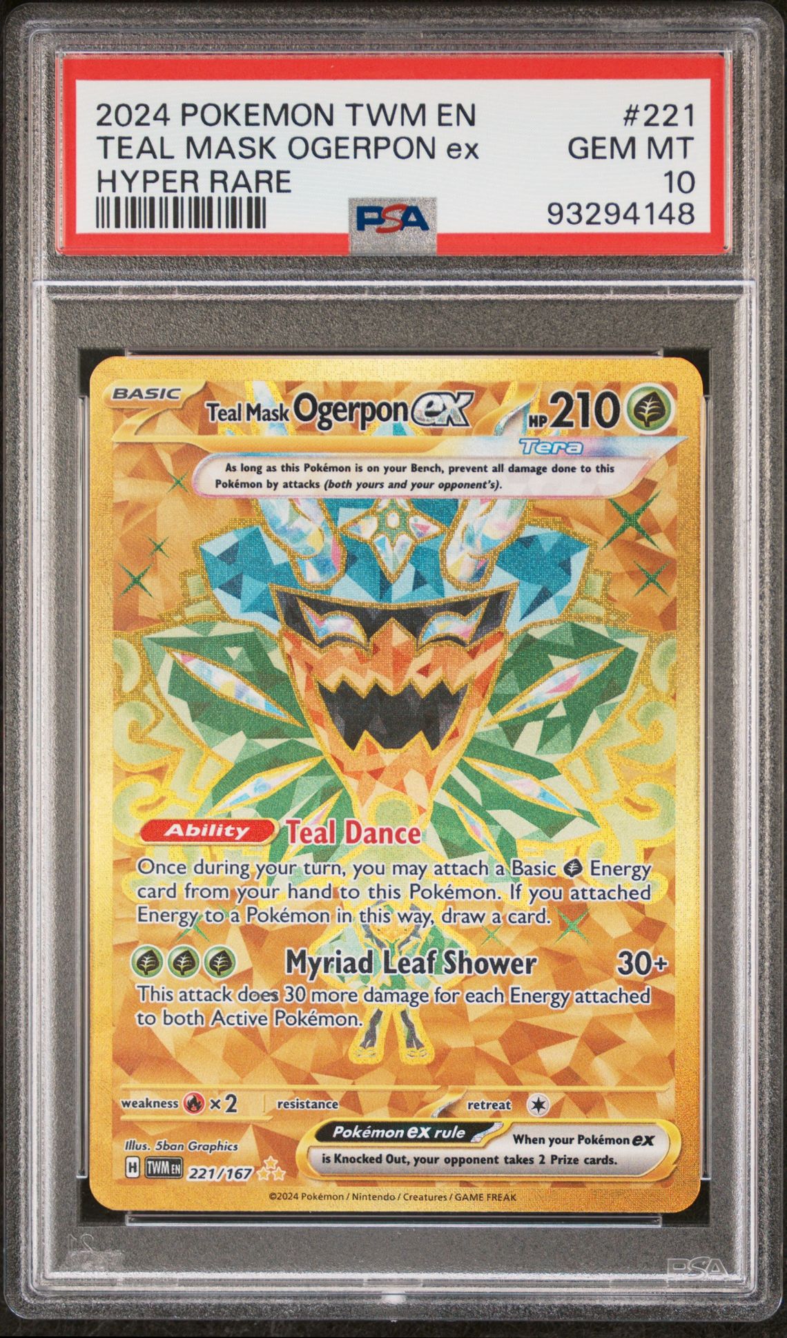 2024 Pokemon POKEMON TWM EN-TWILIGHT MASQUERADE HYPER RARE #221 Teal Mask Ogerpon Ex front