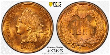 1909 1C Indian MS65RD