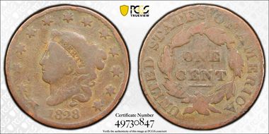 1828 1C Large Narrow Date N1BN