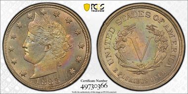 1883 5C No CENTS MS64