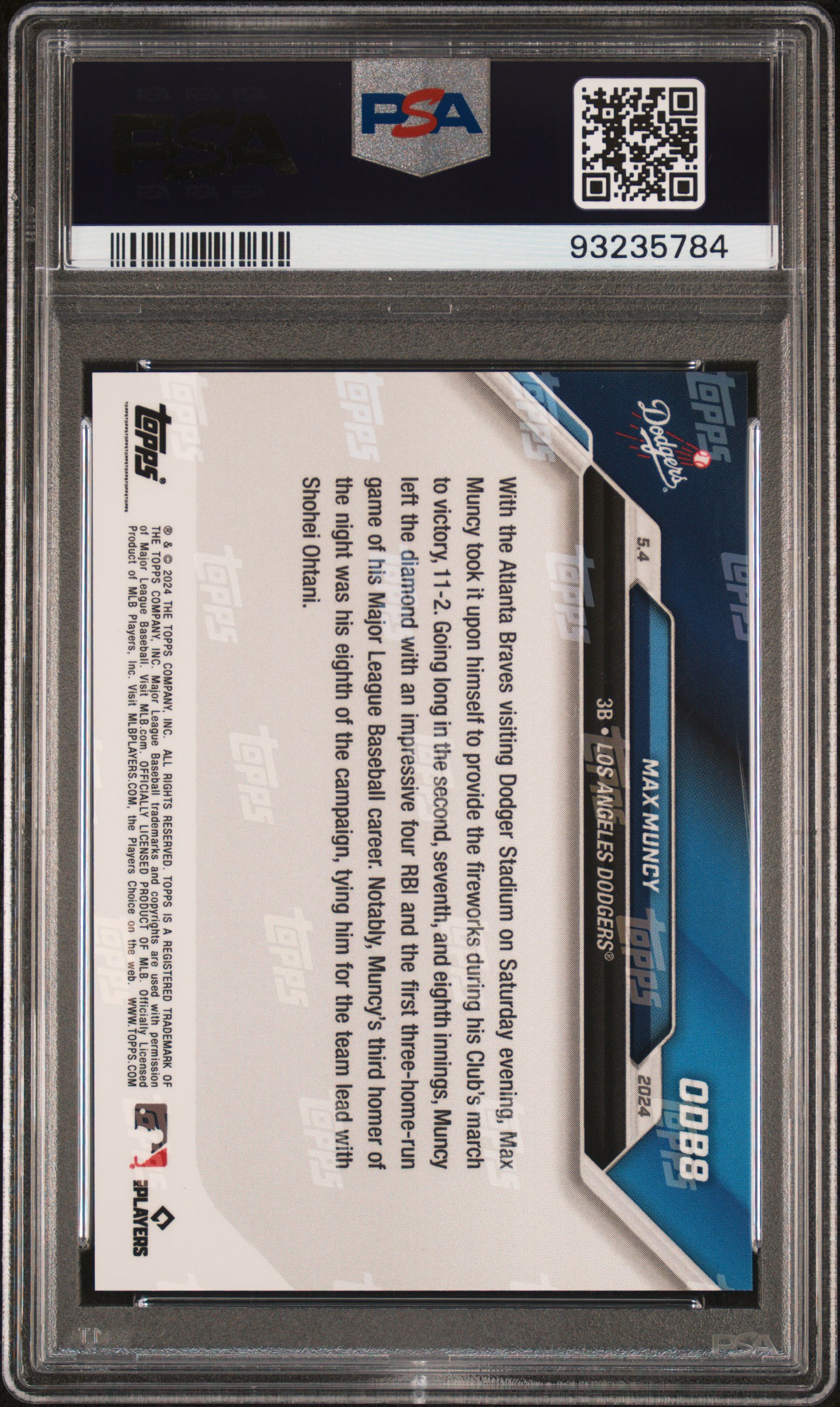 2024 Topps Now Road To Opening Day Bonus Max Muncy #Odb8 Mint 9 back