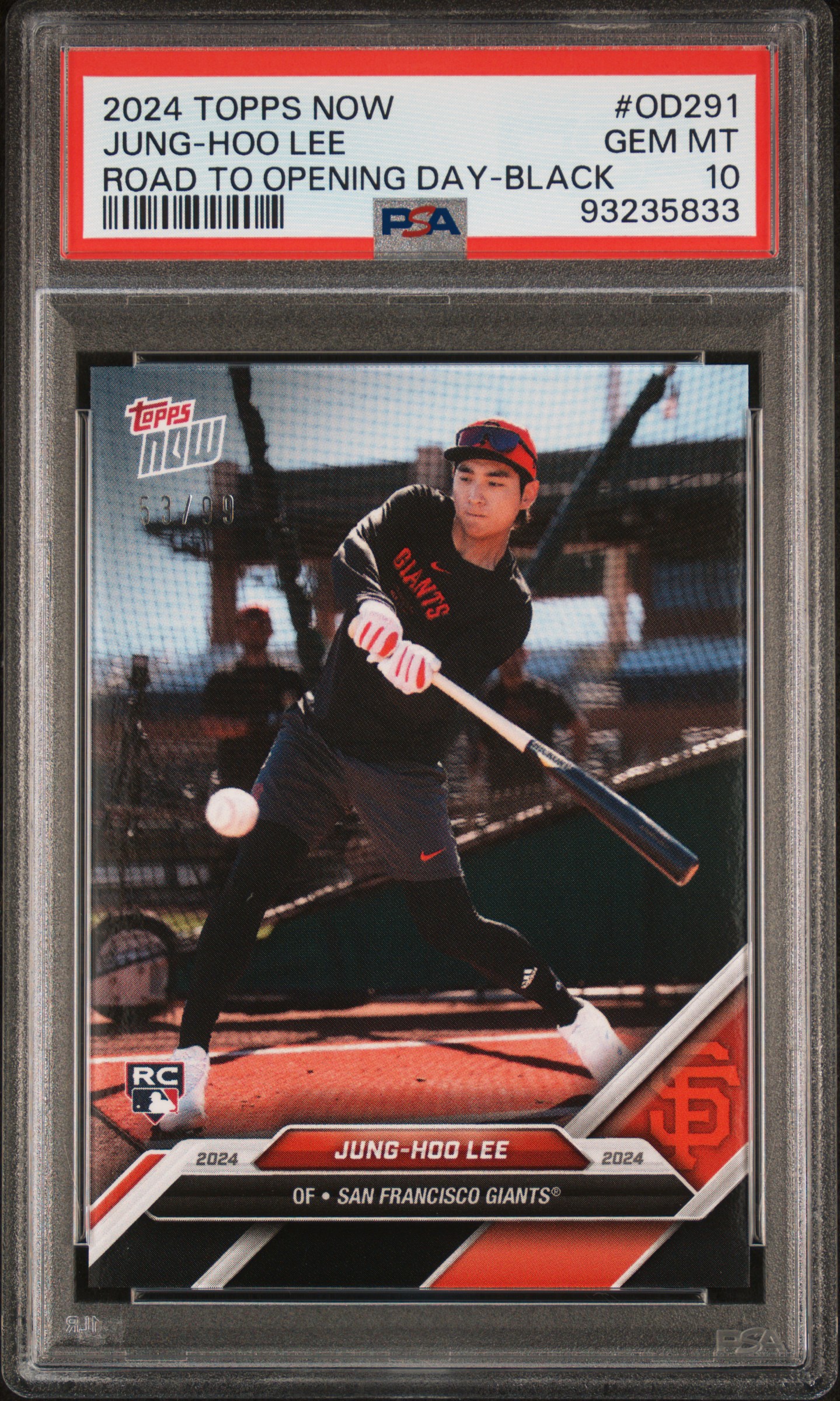 2024 Topps Now Road To Opening Day Jung-Hoo Lee #Od291 (Road To Opening Day-Black) Gem Mt 10 front