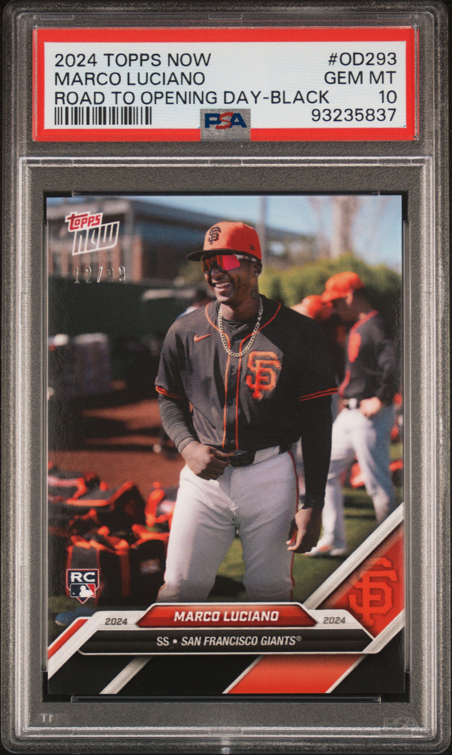 2024 Topps Now Road To Opening Day Marco Luciano #Od293 (Road To Opening Day-Black) Gem Mt 10 front