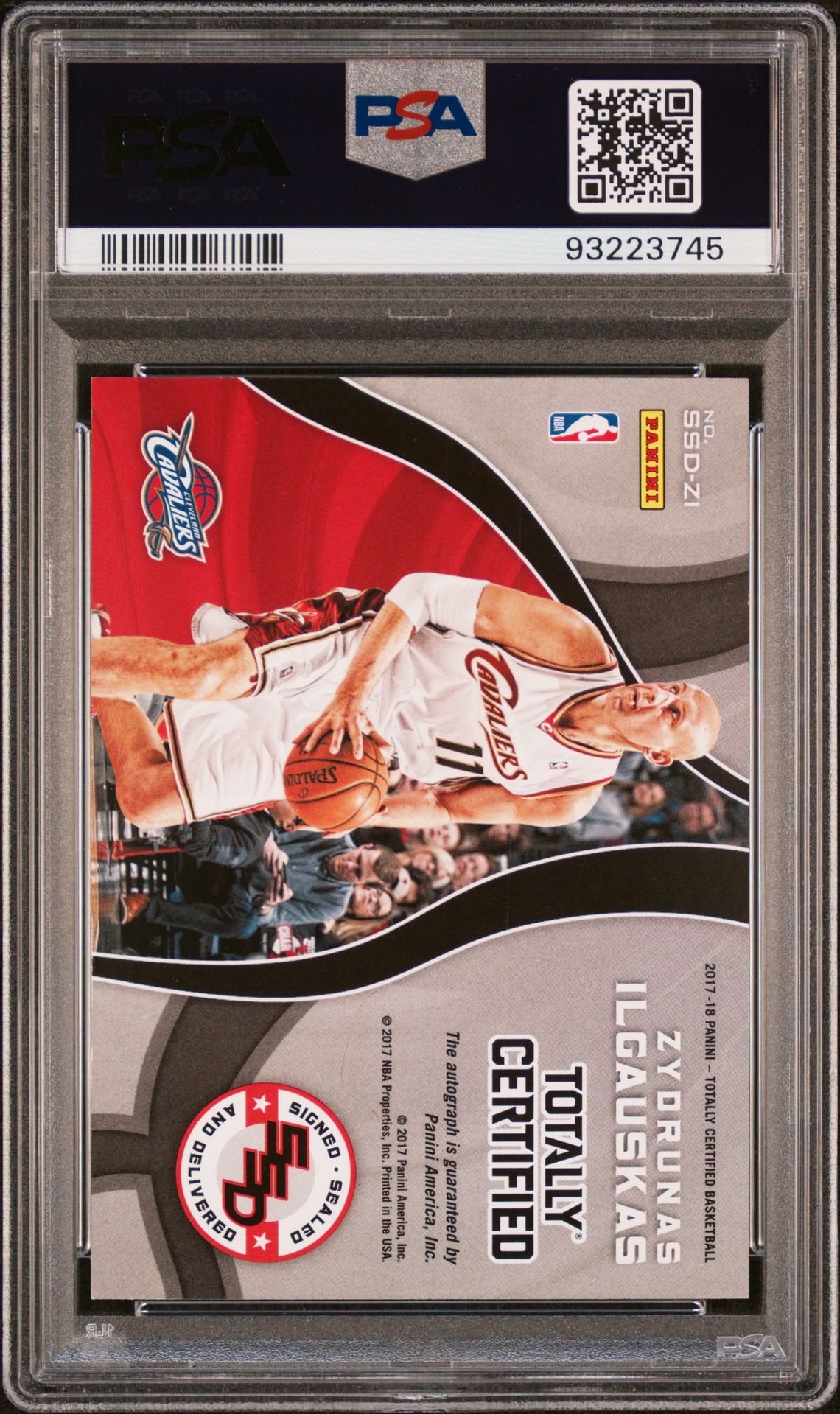 2017 Panini Totally Certified Signed,Sealed,And Delivered Autographs Zydrunas Ilgauskas #Zi (Sig.,Sealed,& Dlvrd.auto.) Gem Mt 10 back