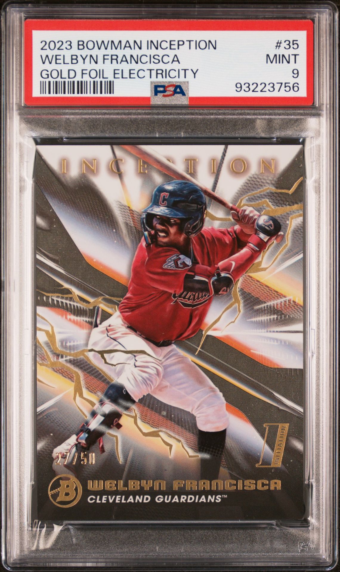 2023 Bowman Inception Welbyn Francisca #35 (Gold Foil Electricity) Mint 9 front