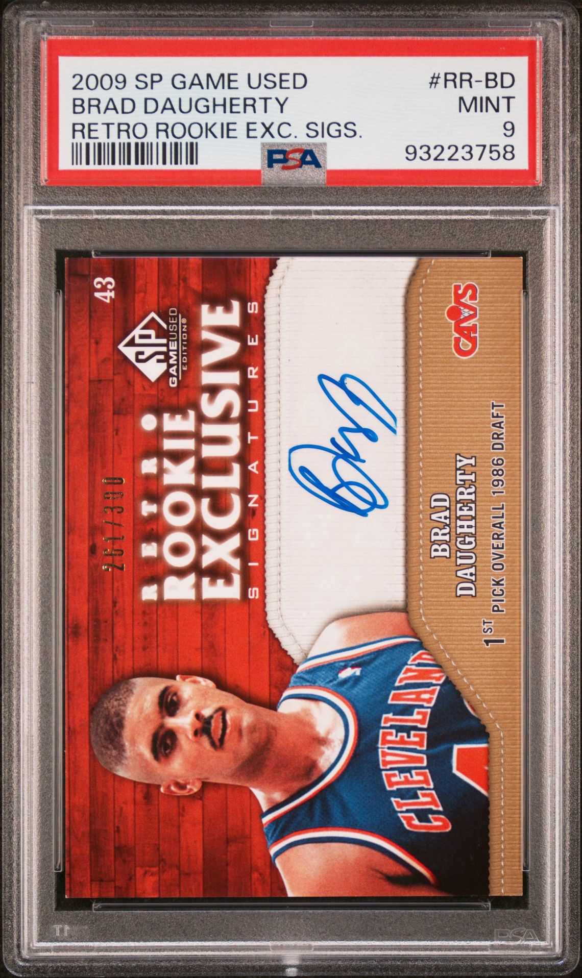 2009 Sp Game Used Retro Rookie Exclusive Signatures Brad Daugherty #Rr-Bd (Retro Rookie Exc. Sigs.) Mint 9 front