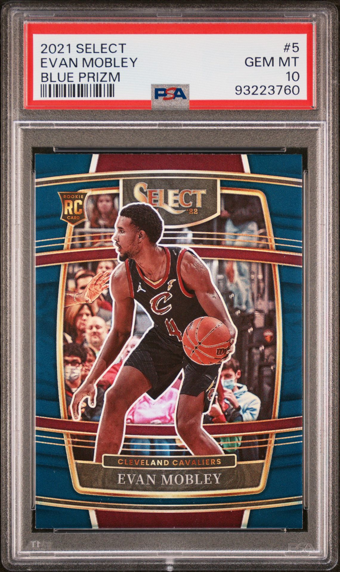 2021 Panini Select Evan Mobley #5 (Blue Prizm) Gem Mt 10 front view - PSA graded GEM MT 10