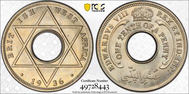 1936 1/10D Edward VIII MS66