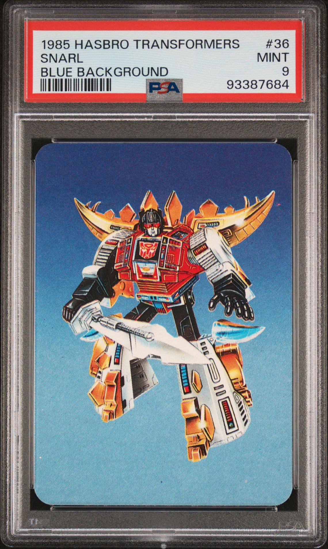 1985 HASBRO TRANSFORMERS Blue #36 Snarl front