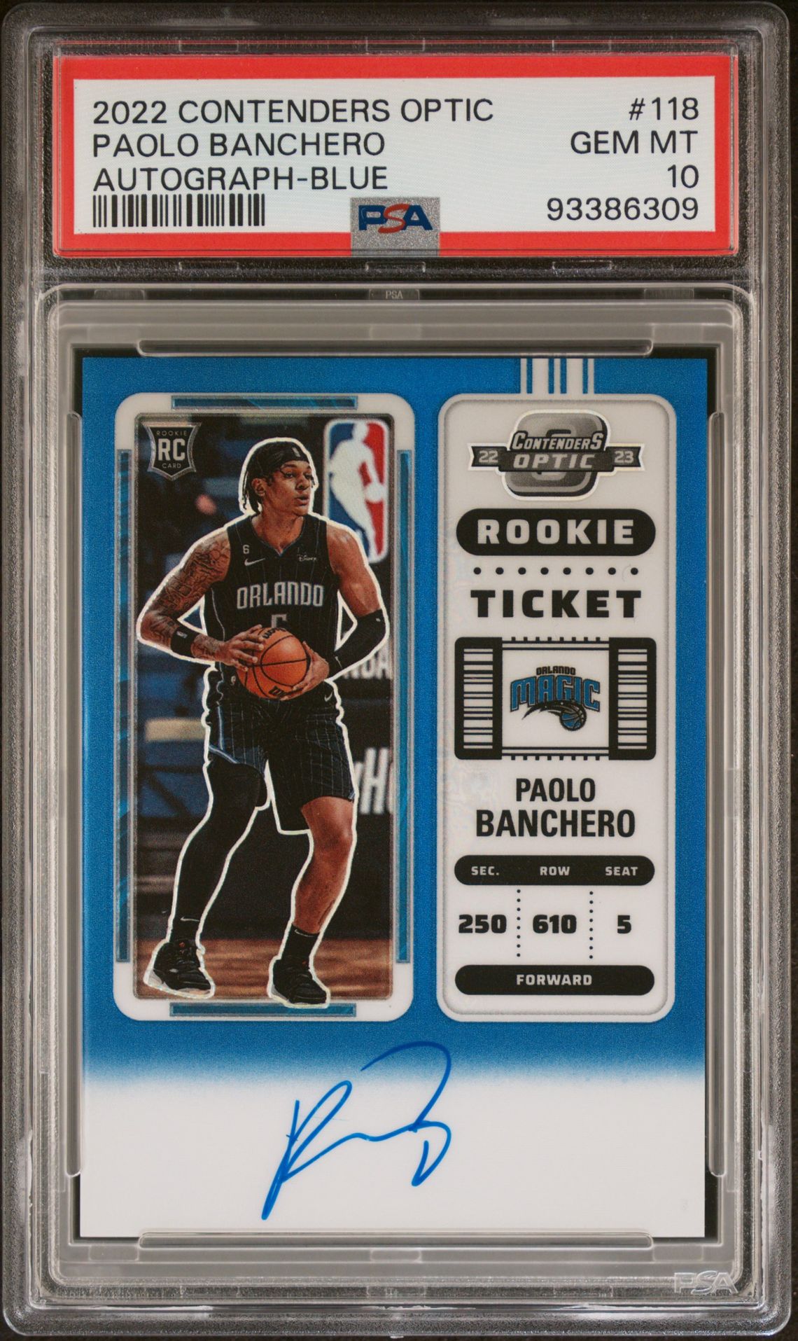 2022 Panini PANINI CONTENDERS OPTIC AUTOGRAPH-BLUE #118 Paolo Banchero front