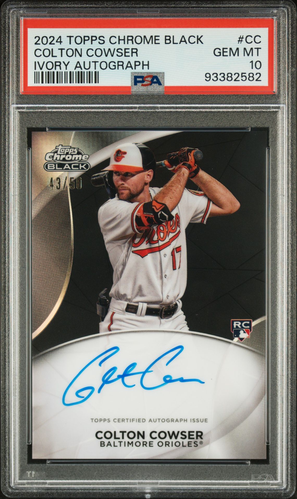 2024 Topps Chrome TOPPS CHROME BLACK IVORY AUTOGRAPHS #CC Colton Cowser front