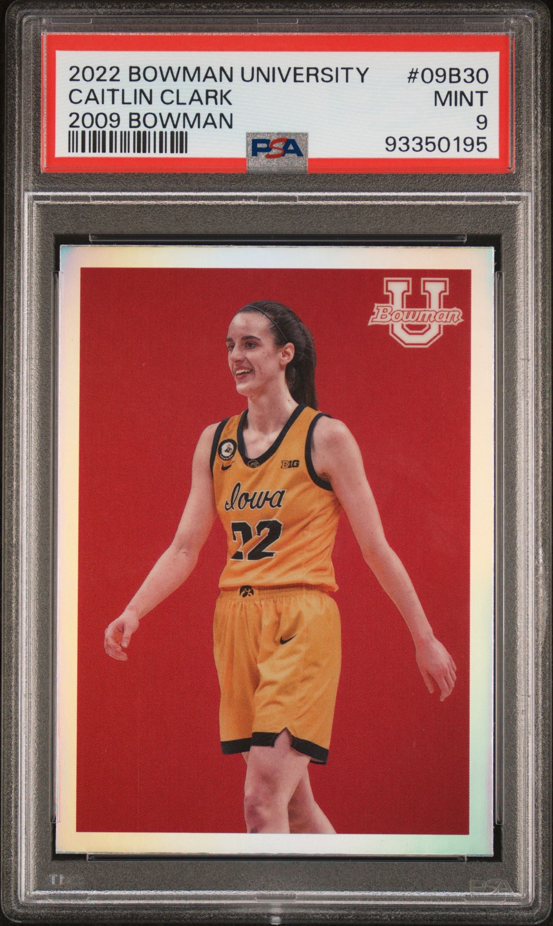 2022 Bowman Chrome University 2009 Bowman Caitlin Clark #09B30 (2009 Bowman) Mint 9 front