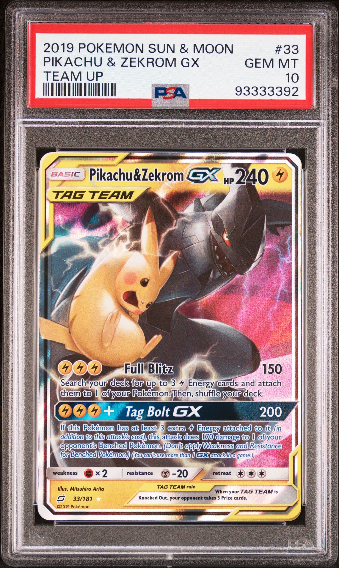 2019 Pokemon #33 Pikachu & Zekrom GX front