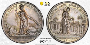 (1736) AR Medal Betts-169, Jernegan Cistern AU58