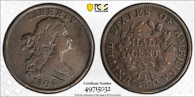 1804 1/2C C-6, Spiked Chin VF20BN