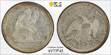 1855 25C FS-101, Doubled Die Obverse XF45