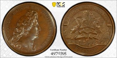 1677 AE Medal Betts-59, Tobago Victory MS63BN