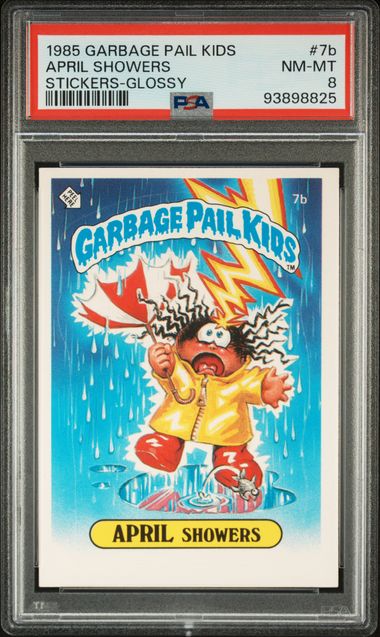 1985 Topps GARBAGE PAIL KIDS STICKERS GLOSSY #7B April Showers front