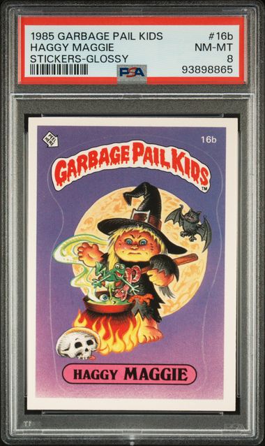 1985 Topps Garbage Pail Kids STICKERS-GLOSSY #16B Haggy Maggie front