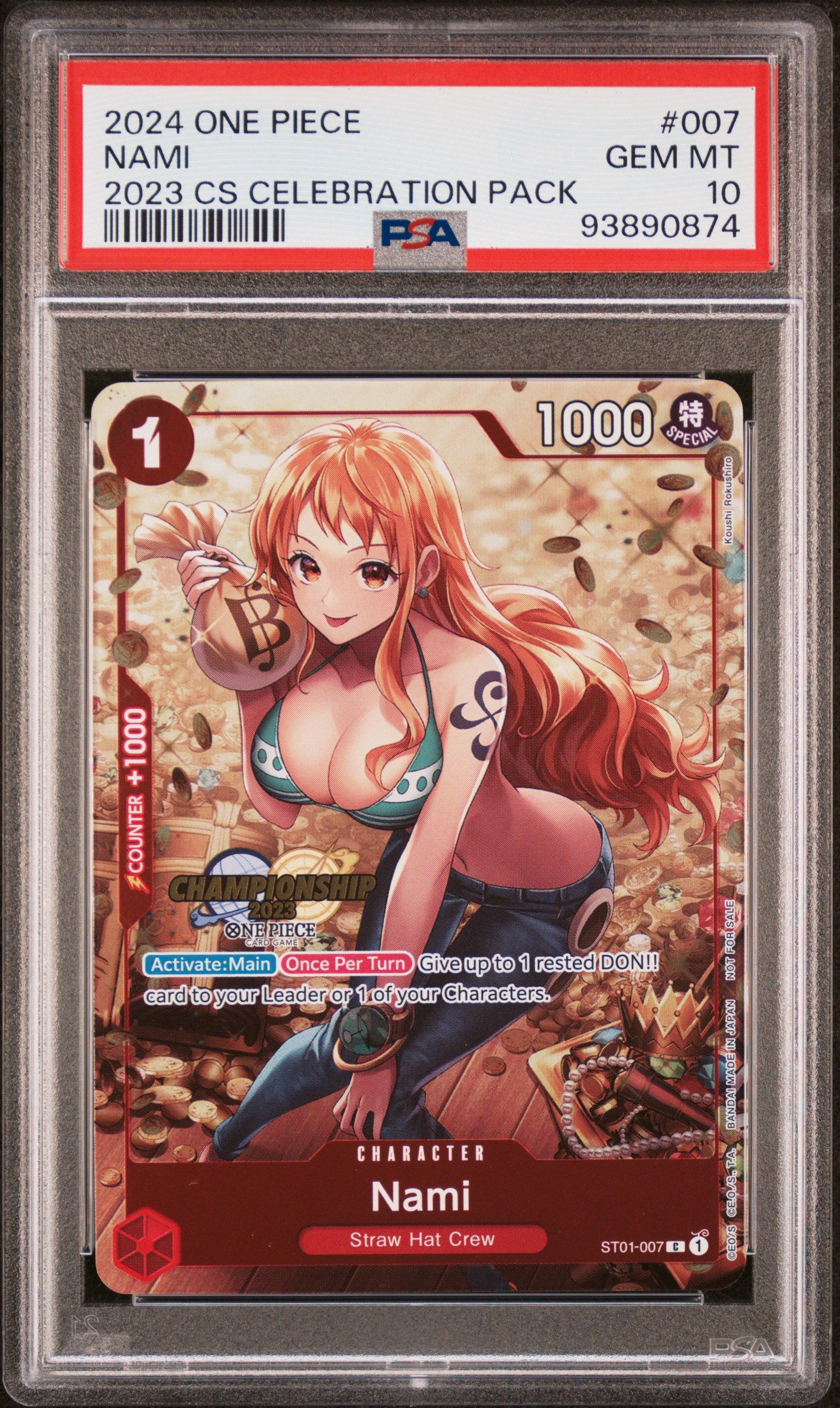 2024 #007 Nami PSA 10 One Piece Championship 2023 Celebration Pack