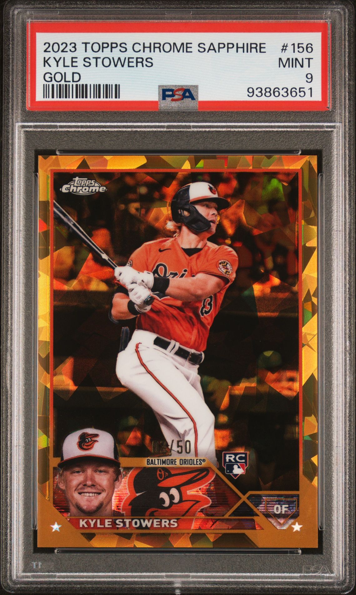 2023 Topps TOPPS CHROME SAPPHIRE GOLD #156 Kyle Stowers front