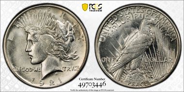 1921 $1 VAM 1A, Field Break MS62