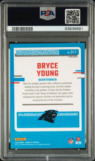 2023 Panini Donruss Bryce Young #311 (Optic Preview-Red & Green) Gem Mt 10 back