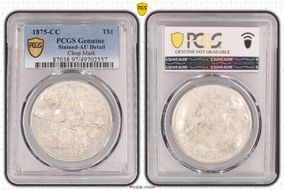 1875-CC T$1 Chopmarked N1