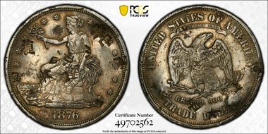 1876 T$1 Type-I/I Chopmarked N1