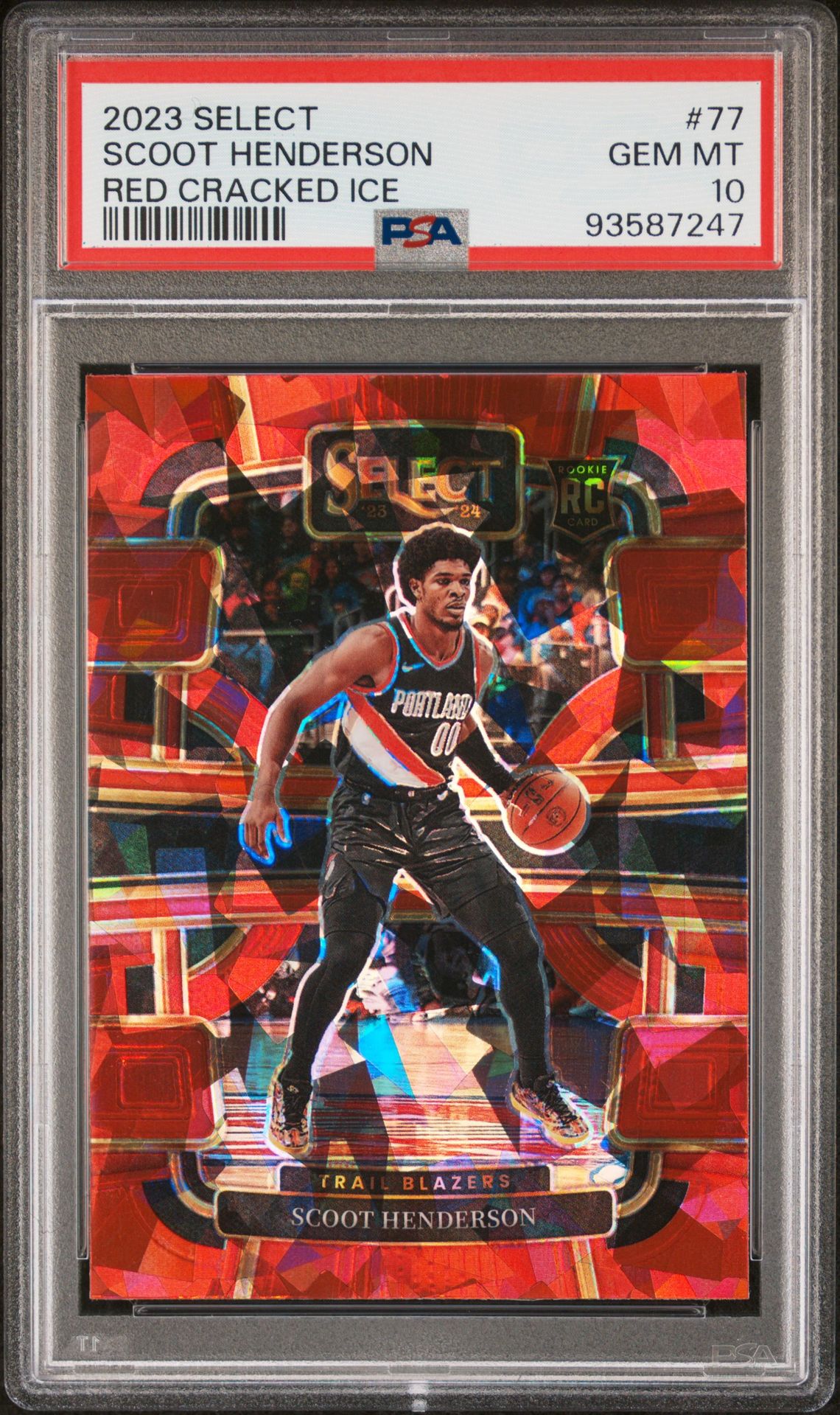 2023 Panini Select Scoot Henderson #77 (Red Cracked Ice) Gem Mt 10 front