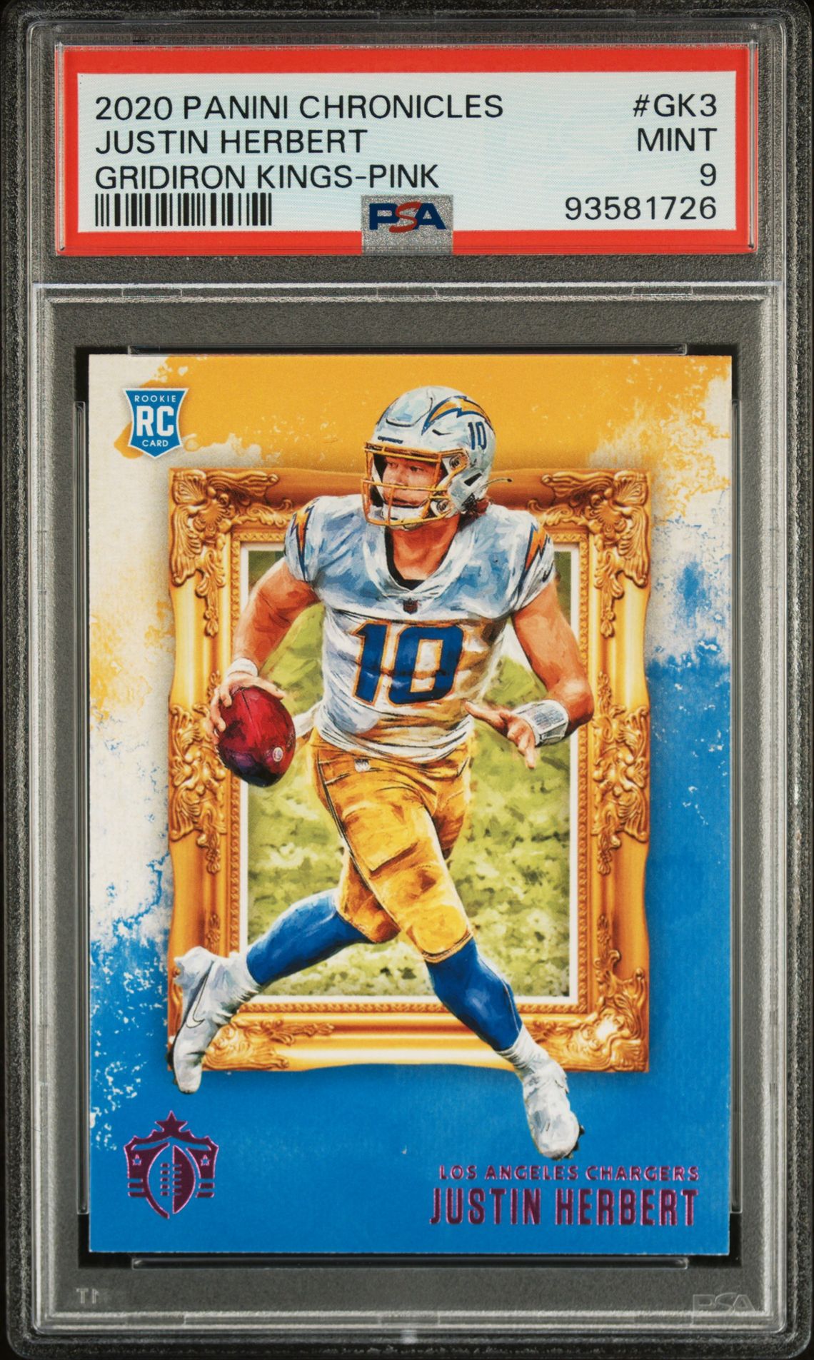 2020 Panini Chronicles Gridiron Kings Justin Herbert #Gk3 (Gridiron Kings-Pink) Mint 9 front
