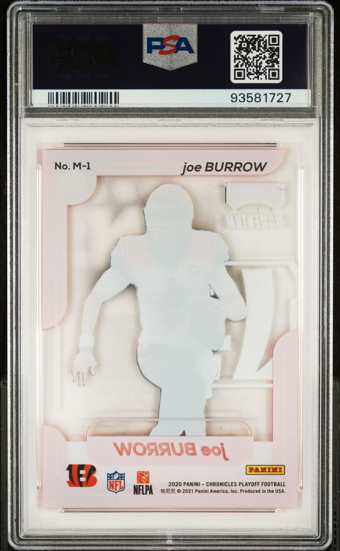 2020 Panini Chronicles Playoff Momentum Rookies Joe Burrow #M1 (Playoff Momentum Rookies) Mint 9 back