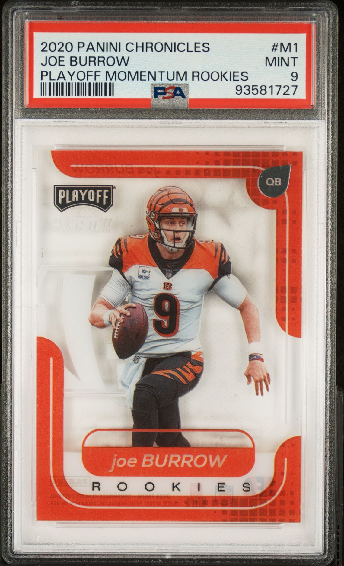 2020 Panini Chronicles Playoff Momentum Rookies Joe Burrow #M1 (Playoff Momentum Rookies) Mint 9 front