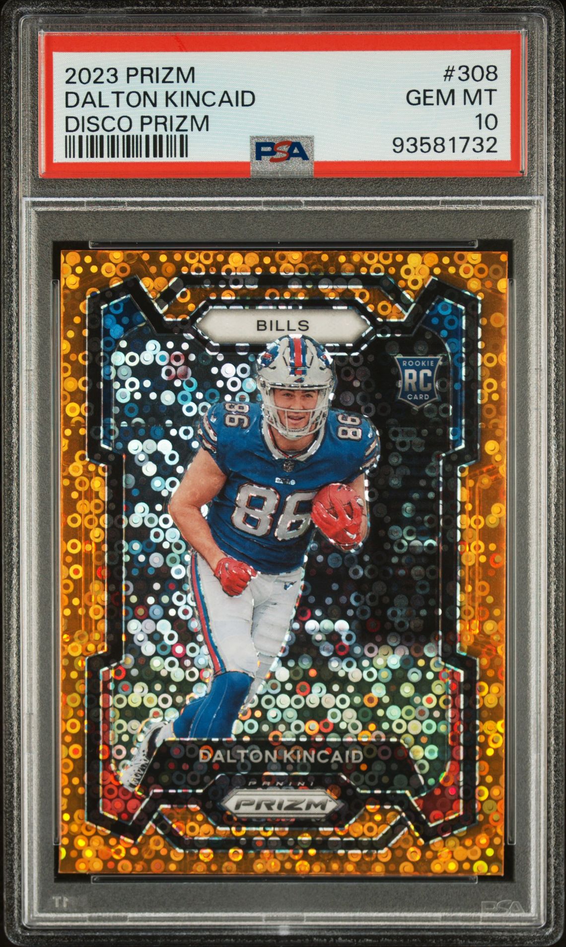 2023 Panini Prizm Dalton Kincaid #308 (Disco Prizm) Gem Mt 10 front
