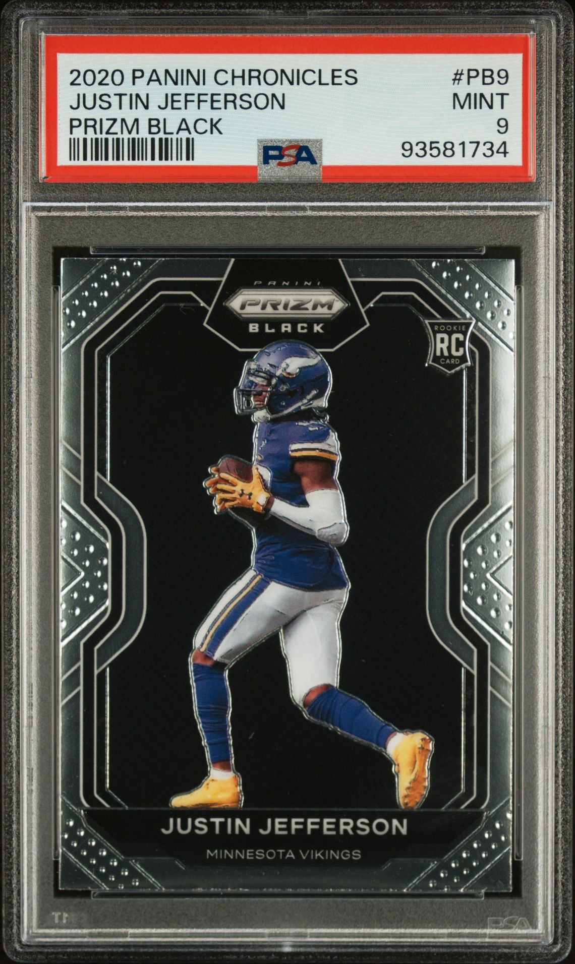 2020 Panini Chronicles Prizm Black Justin Jefferson #Pb9 (Prizm Black) Mint 9 front